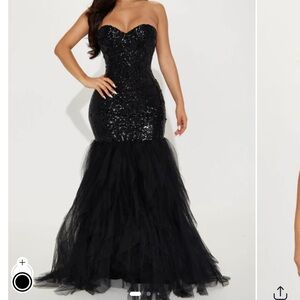 Fashion Nova strapless Black Sequin Dress